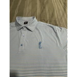 U Suck At Golf Polo Mens XXL Blue Striped USAG Shirt Performance Stretch Active